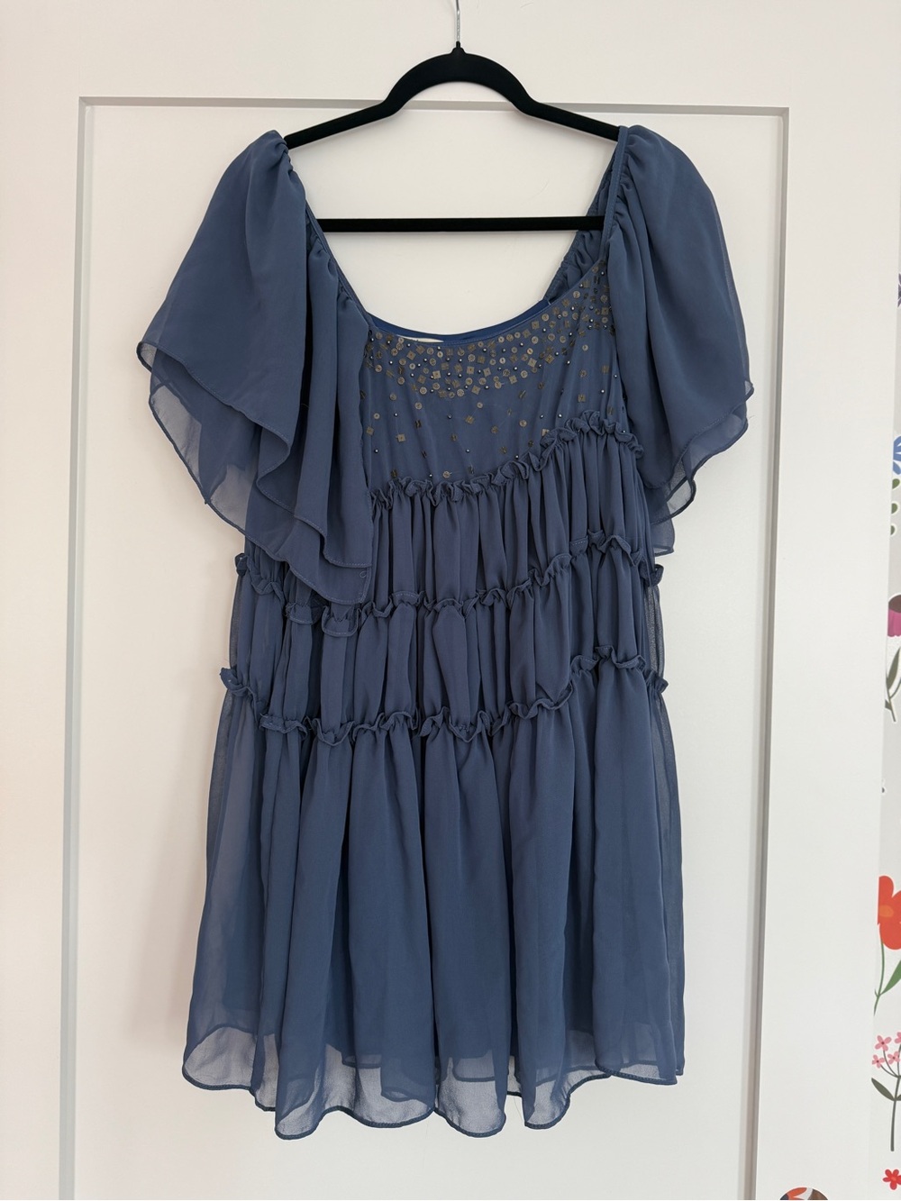 YA Los Angeles Blue Flowy Mini Dress NWT Size Small